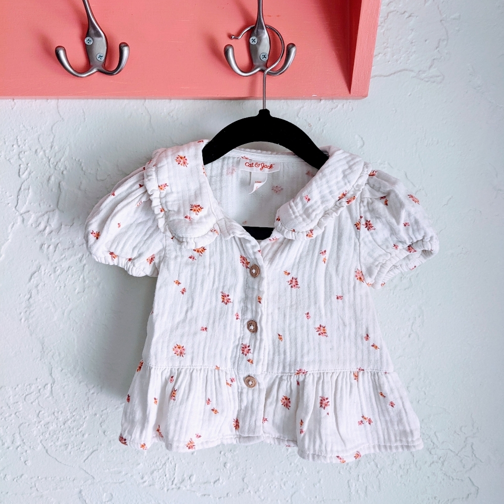 White Cotton Floral Top